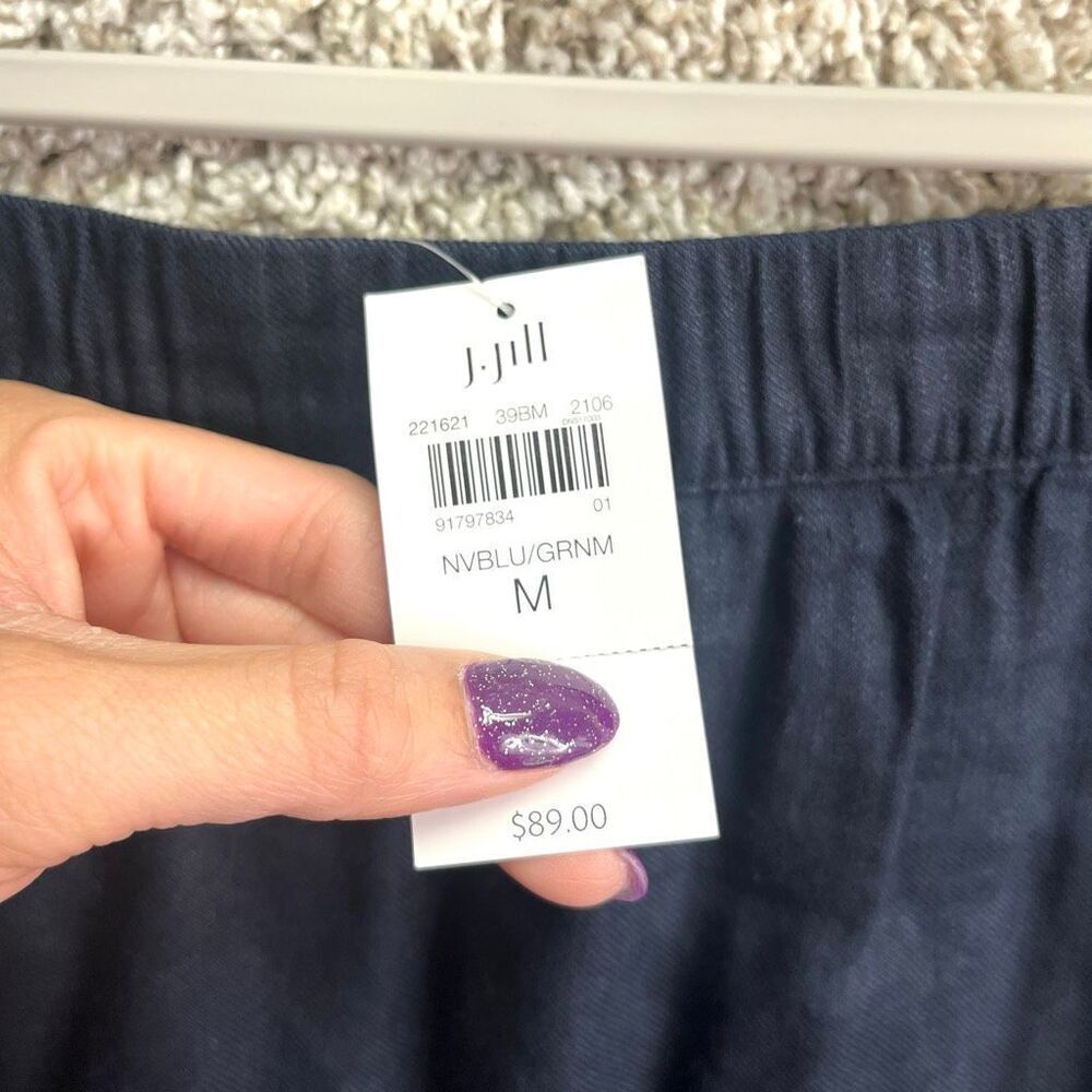 J. Jill Skirt Women’s Medium Navy Blue & Pink Linen Blend Maxi NWT - Picture 3 of 10